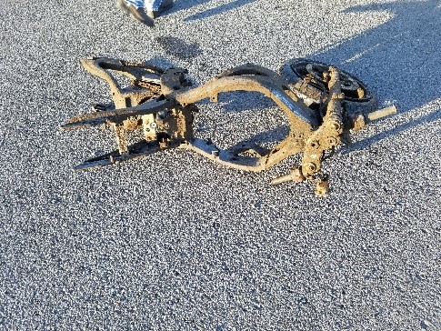 Motorcycle frame recovered from lake bed