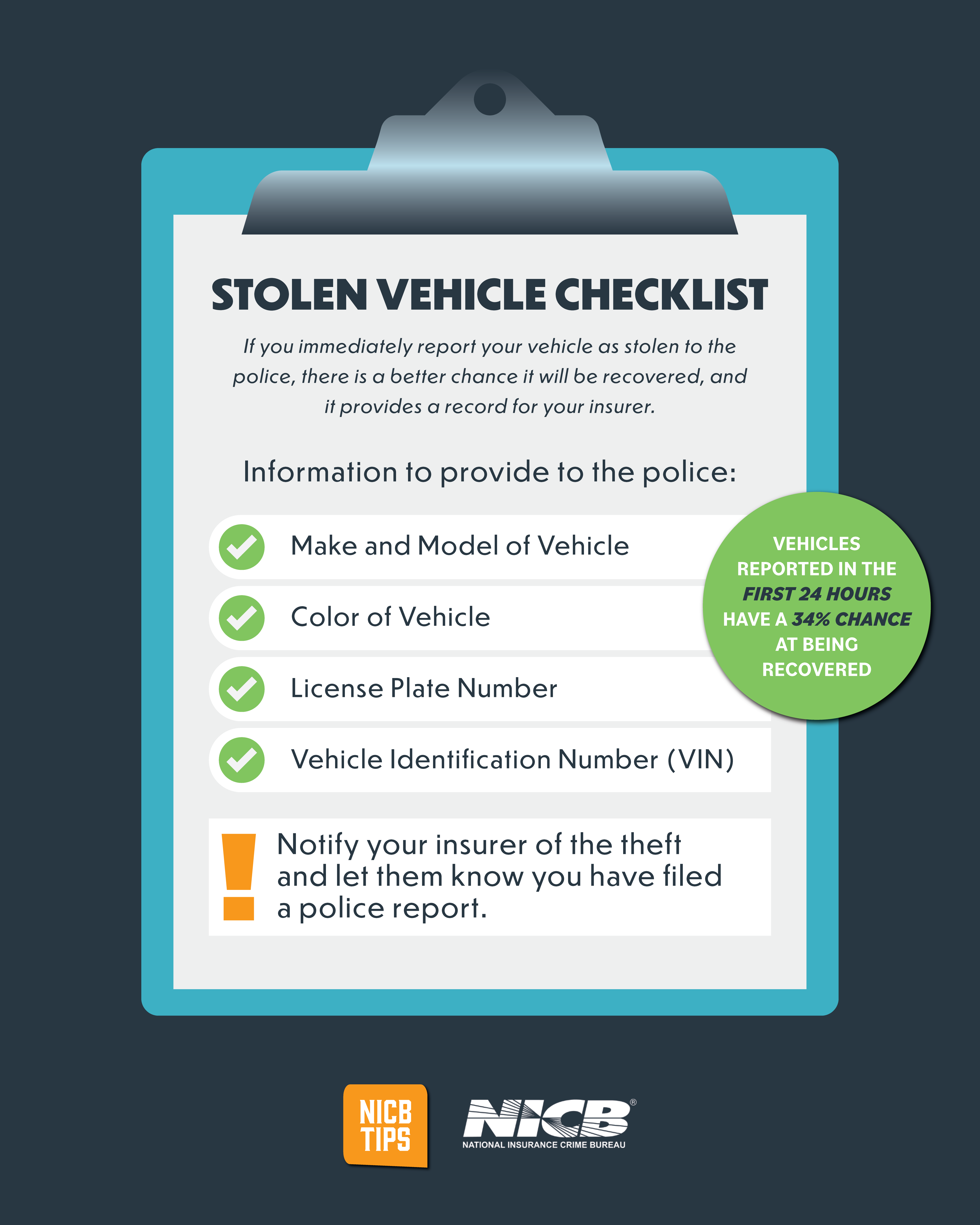 Stolen Vehicle Checklist