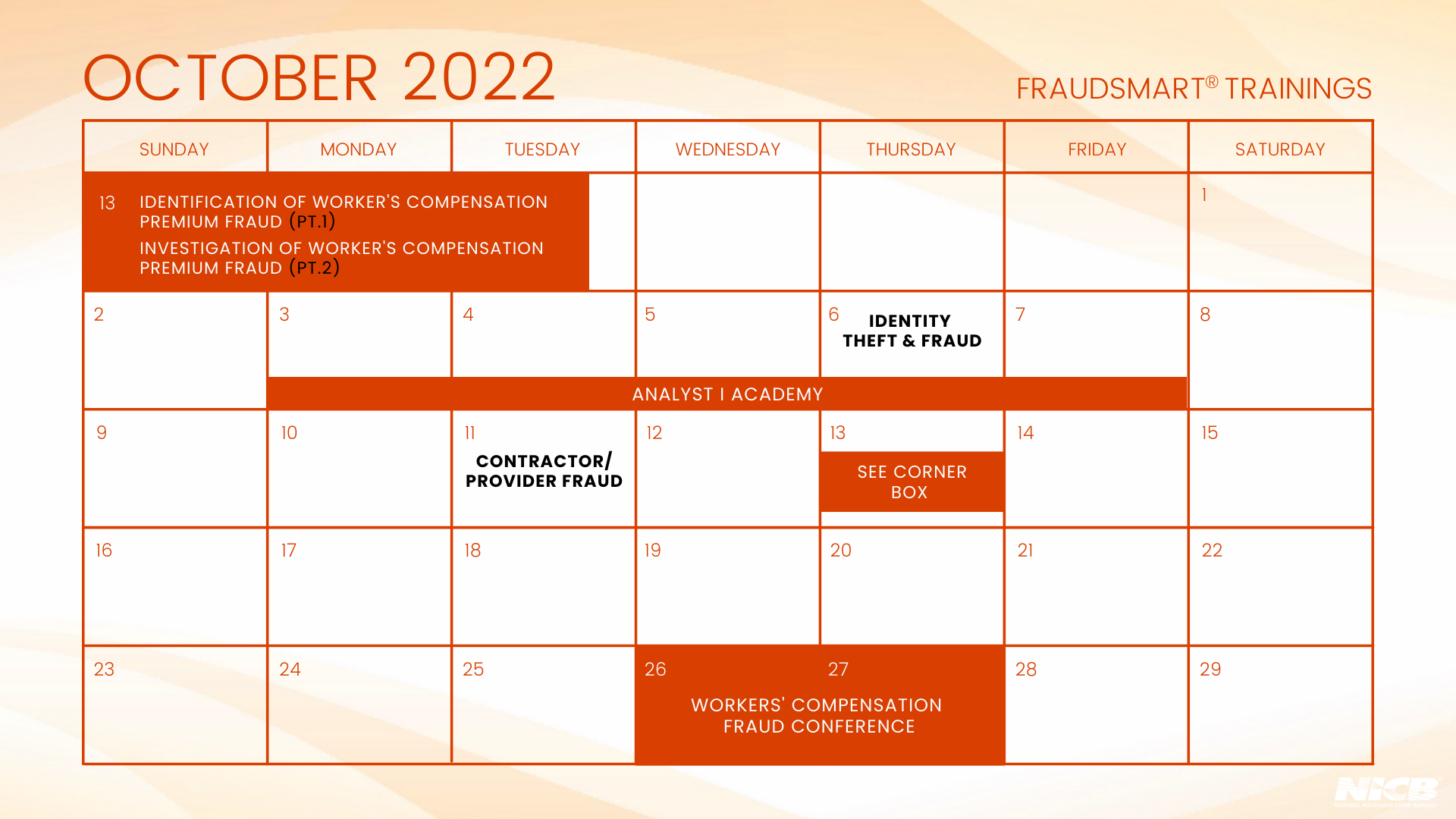 October FraudSmart Calendar