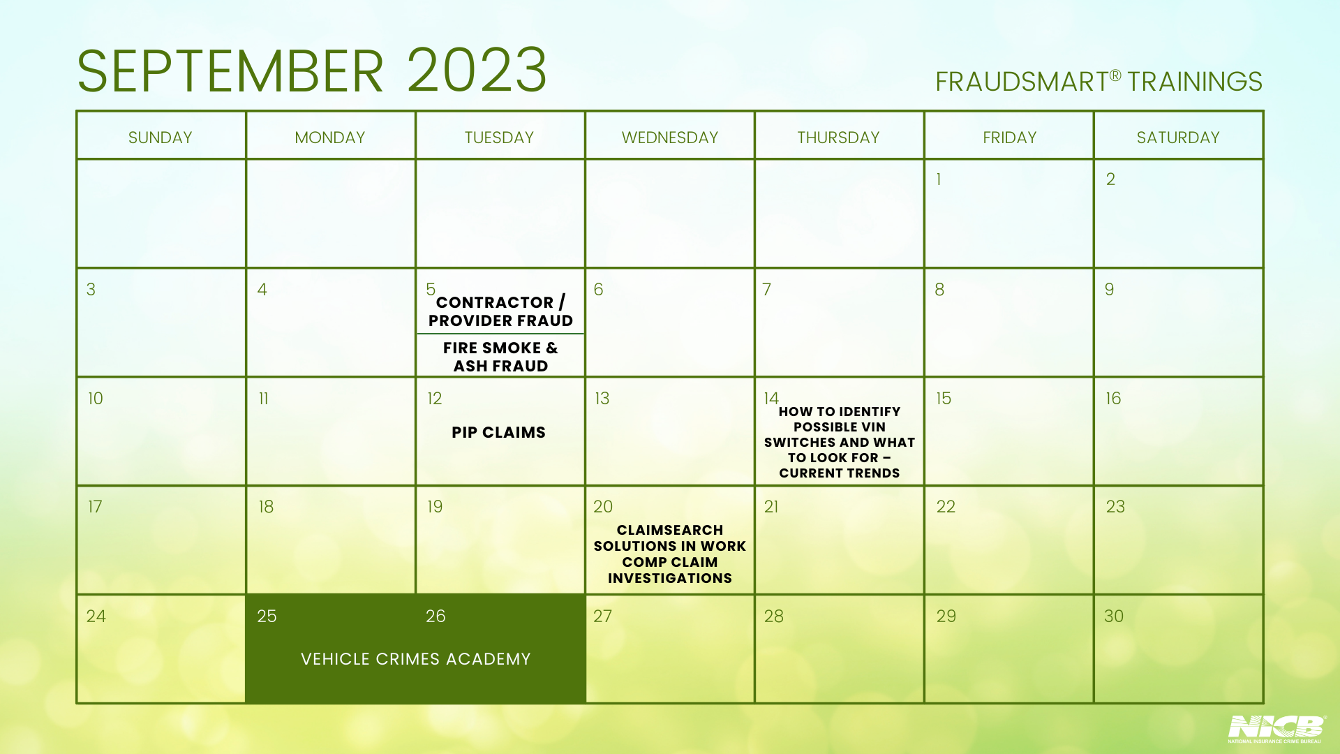 September FraudSmart Calendar