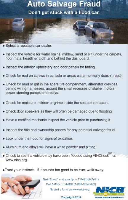 Tips to avoid purchasing a flooded vehicle