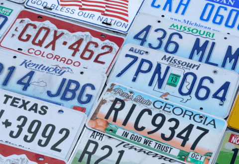 Licenses plates from various states.