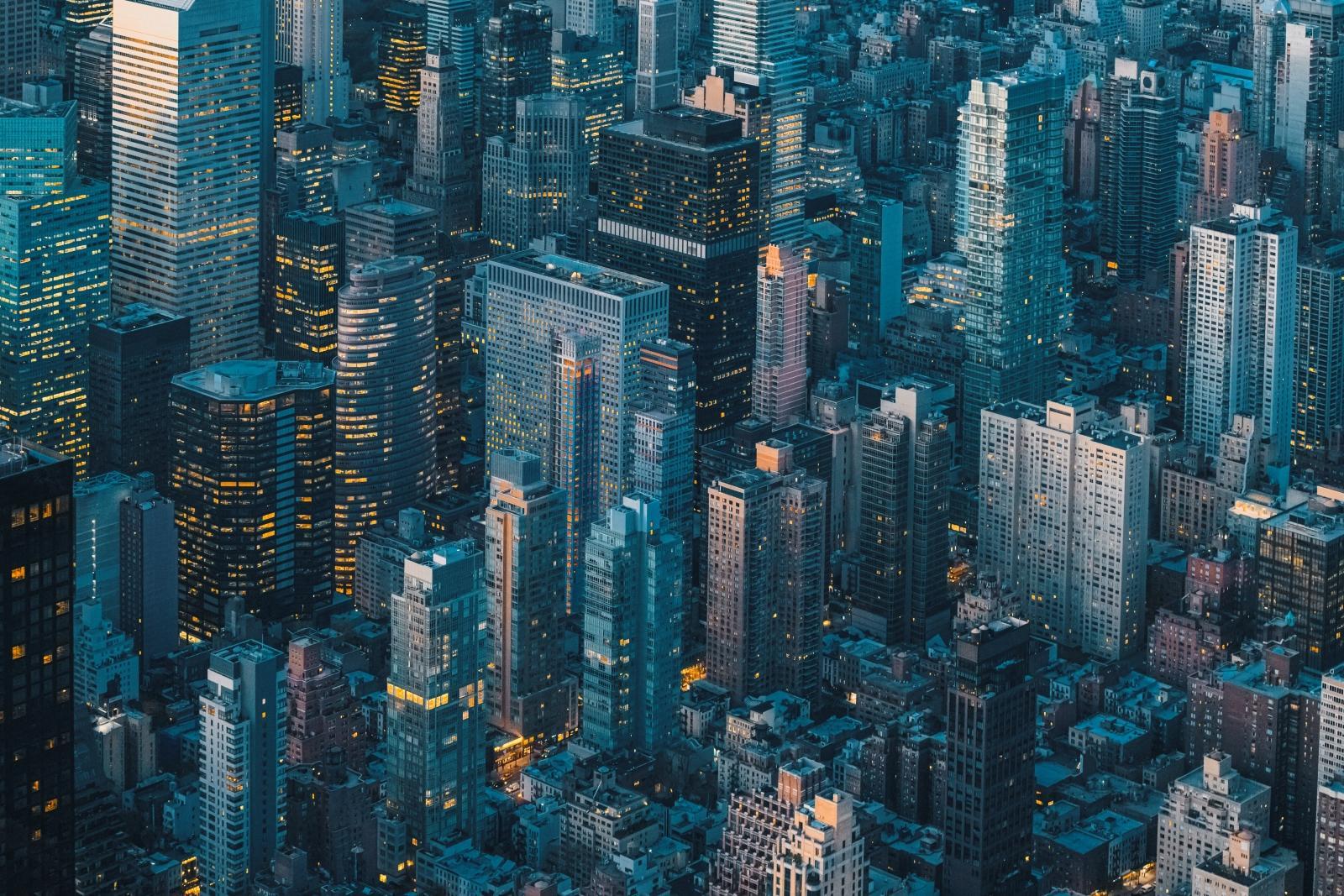 Aerial view of skyscrapers
